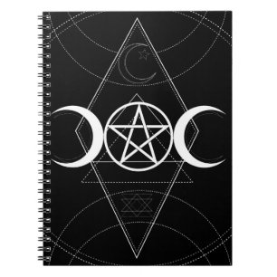 Driemaanevenmaan Luna Geometrie Pentagram Wicca Wi Notitieboek