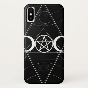 Driemaansgeometrie Pentagram Zwart & Wit Wicca Case-Mate iPhone Case