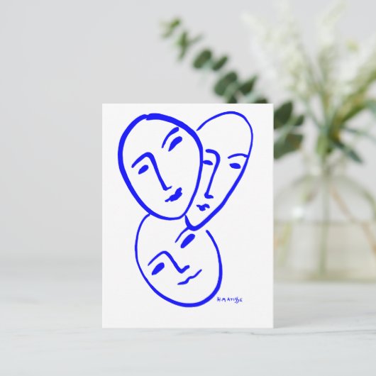 driemaskers briefkaart (Staand voorkant)