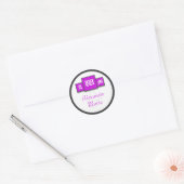 Driemonogram Paarse moderne trekkers/zegels Ronde Sticker (Envelop)