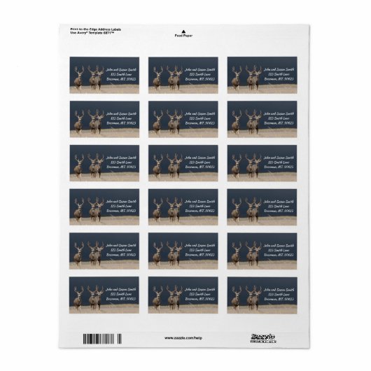 Driemuul Deer Bucks Adres Label (Full Sheet)