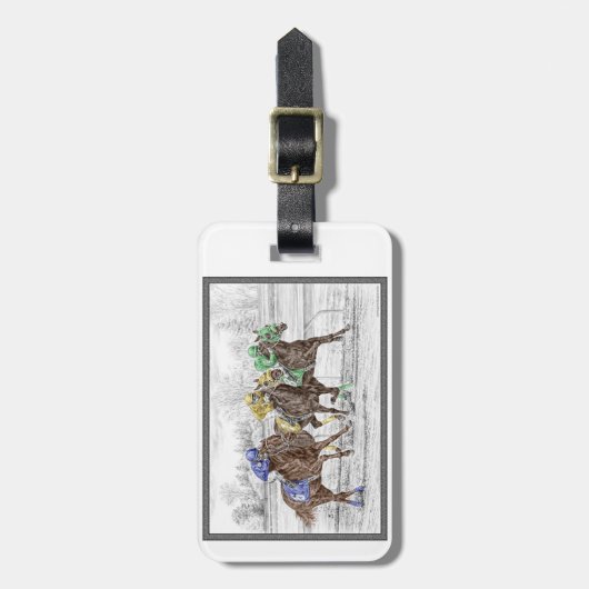 Driepaarse razen - nek en nek bagagelabel (Voorkant verticaal)