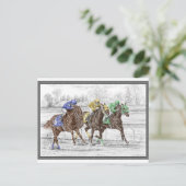 Driepaarse razen - nek en nek briefkaart (Staand voorkant)