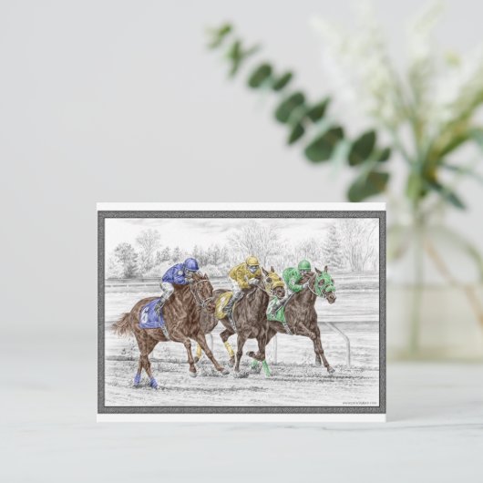 Driepaarse razen - nek en nek briefkaart (Staand voorkant)