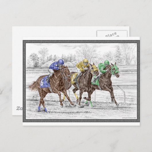 Driepaarse razen - nek en nek briefkaart (Voorkant / Achterkant)