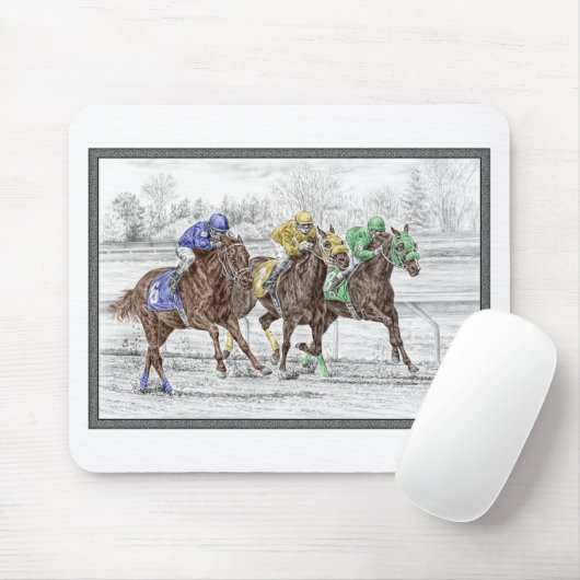 Driepaarse razen - nek en nek muismat (Met muis)