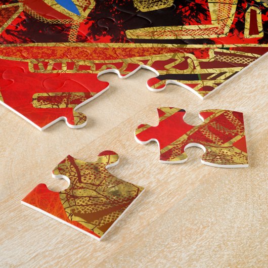 Driepartijenmaskerkleurige collage legpuzzel (Zijkant)