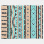 Driepartijpatroon voor peach en Turquoise Fleece Deken (Voorkant (Horizontaal))