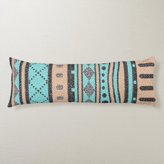 Driepartijpatroon voor peach en Turquoise Lichaamskussen (Voorkant)