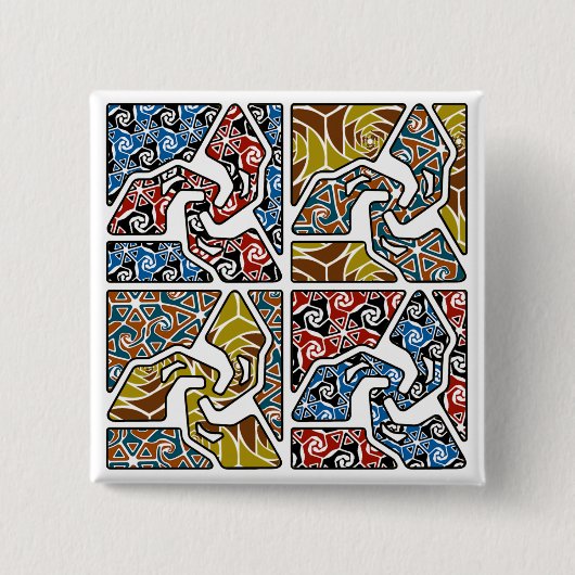 driepijlen met driepuntsachtergrond vierkante button 5,1 cm (Voorkant)