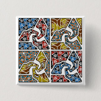 driepijlen met driepuntsachtergrond vierkante button 5,1 cm