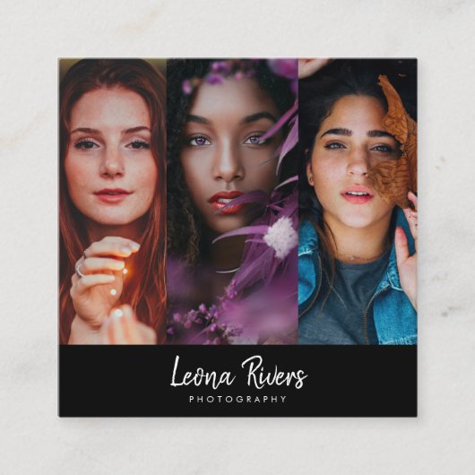 Drieportret QR Code Fotograaf Visitekaartje (Voorkant)