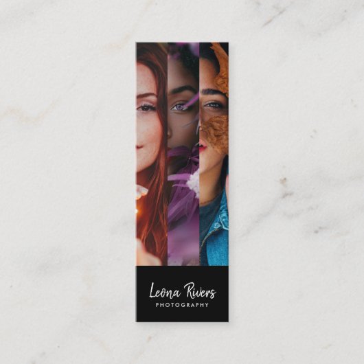 Drieportret QR Code Fotograaf Visitekaartje (Voorkant)