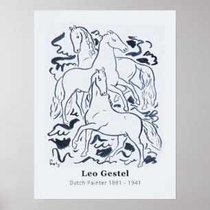  driepuntstekening van Leo Gestel Poster