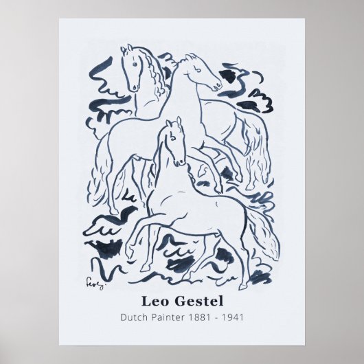  driepuntstekening van Leo Gestel Poster (Voorkant)