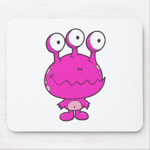 drieroog gelukkig monster heet roze muismat