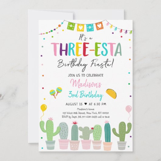 Driesta Fiesta Cactus Girl Birthday Kaart (Voorkant)