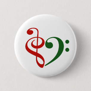 Driestelsleutel Bassleutel Hart Muziek Liefhebber Ronde Button 5,7 Cm