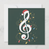 Driestemmige sleutel kerstverlichting muziek liefh feestdagenkaart (Voorkant)