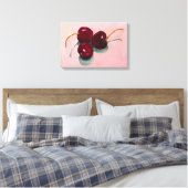 Drietal kersen olieverf fruit canvas afdruk (Insitu (Slaapkamer))