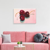 Drietal kersen olieverf fruit canvas afdruk (Insitu (Woonkamer))