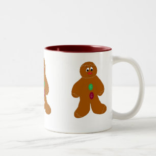 Drietal kerstmannen van peperkoek tweekleurige koffiemok