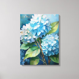 Drietal van Tranquility: Blauwe Hortensia's Canvas Afdruk