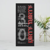 DRIETIG 30e verjaardag Zwarte Rood Tall Kaart (Staand voorkant)