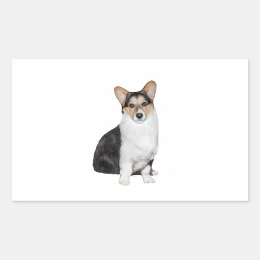 Drietraps Welsh Corgi Rechthoekige Sticker (Voorkant)