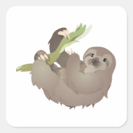 Drievingerige luiaard Hangen met geluk Vierkante Sticker