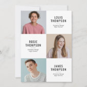 Drievoudig Afstudeerder 3 Foto Moderne GraduPartij Kaart (Voorkant)