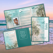 Drievoudig Beach Thleding Wedding Invitation