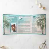 Drievoudig Beach Thleding Wedding Invitation Drieluik Uitnodiging (Binnen)
