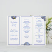Drievoudig blauwe huwelijksceremonieprogramma (Staand voorkant)