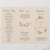 Drievoudig boho bloem bruiloftsprogramma Flyer (Voorkant)