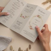 Drievoudig boho bloem bruiloftsprogramma Flyer