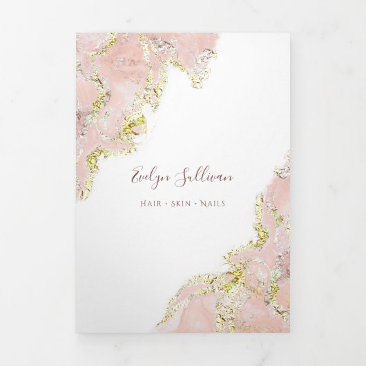 Drievoudig brochure voor roze marmerontwerp drieluik kaart (Cover)