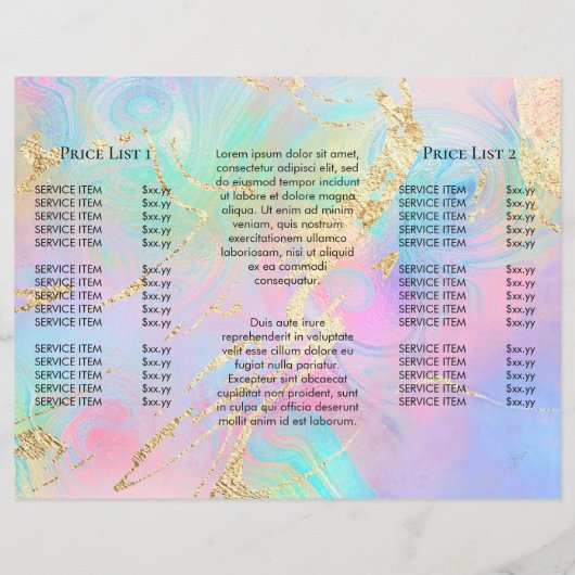 drievoudig brochure voor vloeibaar marmer (Achterkant)