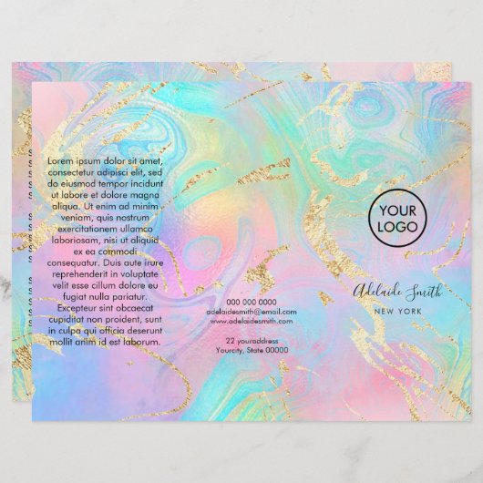 drievoudig brochure voor vloeibaar marmer (Voorkant / Achterkant)