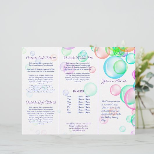 Drievoudig brochure voor zeepbellen - Papierblad (Staand voorkant)