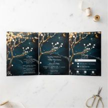 Drievoudig bruiloft rond Rustic Evening Tree Light