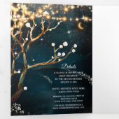 Drievoudig bruiloft rond Rustic Evening Tree Light Drieluik Uitnodiging (Binnenzijde eerst)