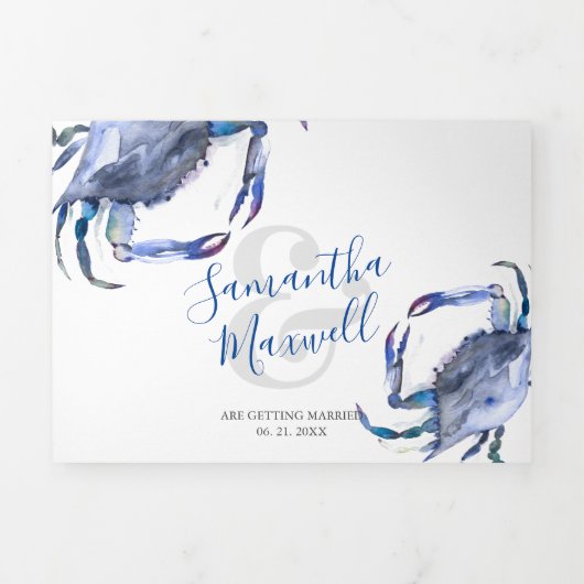 Drievoudig bruiloft voor kustblauwe krab drieluik uitnodiging (Cover)