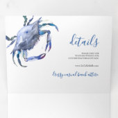 Drievoudig bruiloft voor kustblauwe krab drieluik uitnodiging (Binnenzijde eerst)