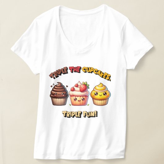 Drievoudig de cupcakes, drievoudig plezier! t-shirt (Laagn)