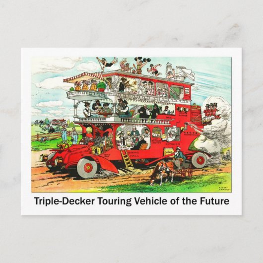 Drievoudig decker Touring Vehicle of the Future Briefkaart (Voorkant)