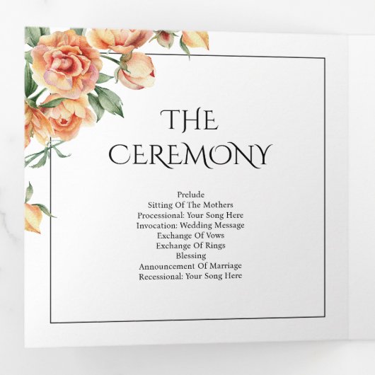 Drievoudig Fold-programma met letters Drieluik Programma (Binnenzijde eerst)