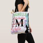drievoudig gespleten muzieknoot monogram met kleur tote bag (Dichtbij)