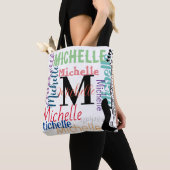 drievoudig gespleten muzieknoot monogram met kleur tote bag (Dichtbij)