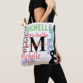 drievoudig gespleten muzieknoot monogram met kleur tote bag (Dichtbij)